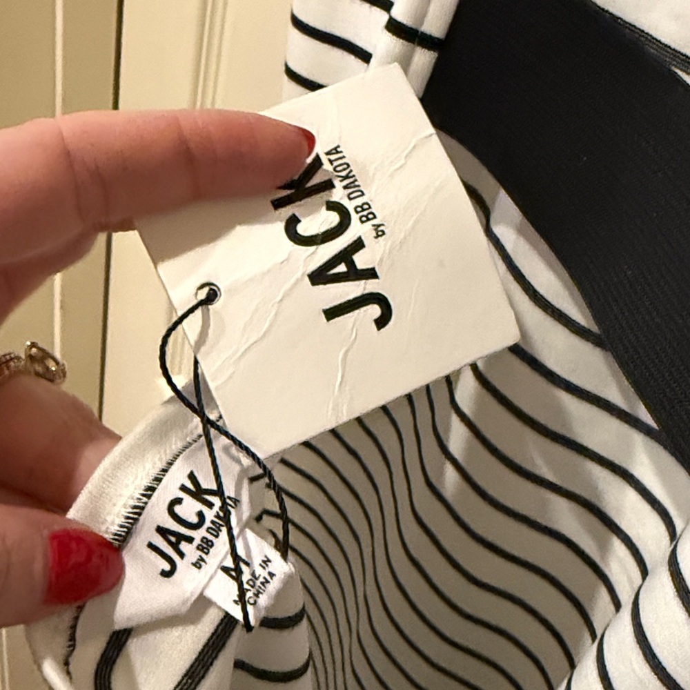Jack by BB Dakota NWT black/white striped dress, medium - Picture 6 of 8